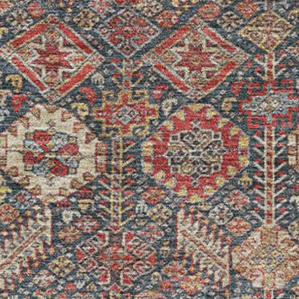 HomeRoots 9' X 12' Red Gold Gray Tribal Washable Area Rug – Durable, Stain-Resistant, UV-Protected Design for Homes 649899