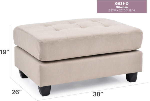 English Elm Malone Tufted Upholstered Ottoman with Sturdy Frame for Cozy Seating and Stylish Small-Space Living Beige 38 L x 27 W x 16 H B078P301554