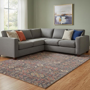HomeRoots 10' X 14' Red Gold Gray Tribal Area Rug - UV Protected, Stain Resistant, Perfect for Family Spaces 649900