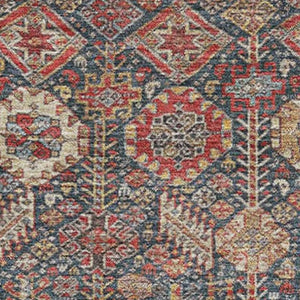 HomeRoots 10' X 14' Red Gold Gray Tribal Area Rug - UV Protected, Stain Resistant, Perfect for Family Spaces 649900
