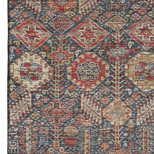HomeRoots 10' X 14' Red Gold Gray Tribal Area Rug - UV Protected, Stain Resistant, Perfect for Family Spaces 649900