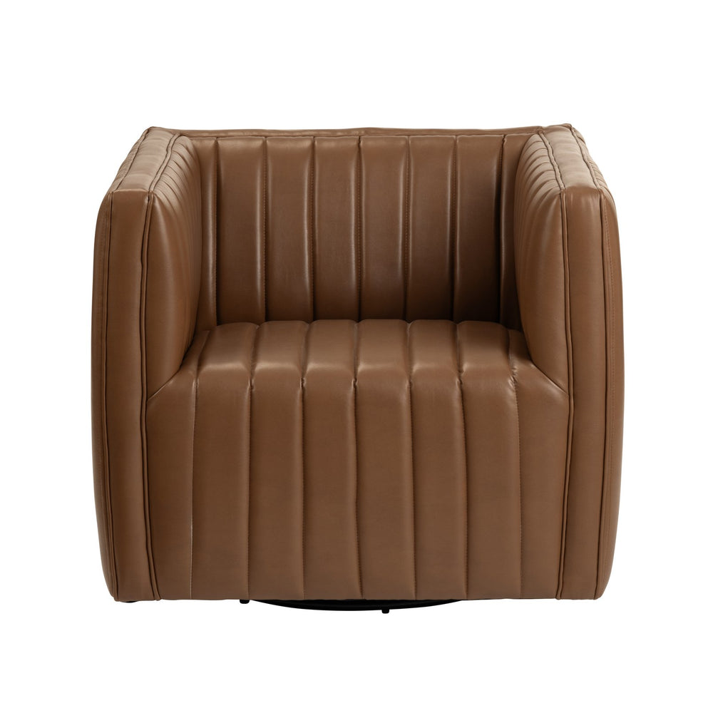 Crestview Collection Transitional Brown Accent Chair - Sleek Faux Leather, Plush Foam Cushion, Timeless Living Room Elegance Brown Polyester Cvfzr6159