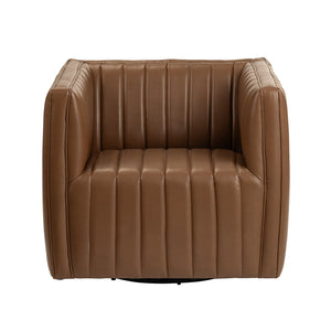 Crestview Collection Transitional Brown Accent Chair - Sleek Faux Leather, Plush Foam Cushion, Timeless Living Room Elegance Brown Polyester Cvfzr6159