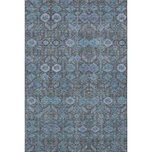 HomeRoots 9' X 12' Stylish Teal & Gray Tribal Washable Area Rug with UV Protection for High-Traffic Spaces 649911