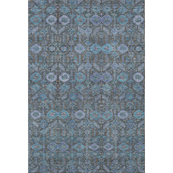 HomeRoots 9' X 12' Stylish Teal & Gray Tribal Washable Area Rug with UV Protection for High-Traffic Spaces 649911