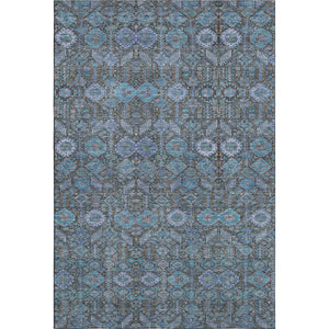 HomeRoots 10' X 14' Teal & Gray Tribal Washable Area Rug with UV Protection – Perfect for High-Traffic Spaces! 649912