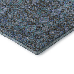 HomeRoots 10' X 14' Teal & Gray Tribal Washable Area Rug with UV Protection – Perfect for High-Traffic Spaces! 649912