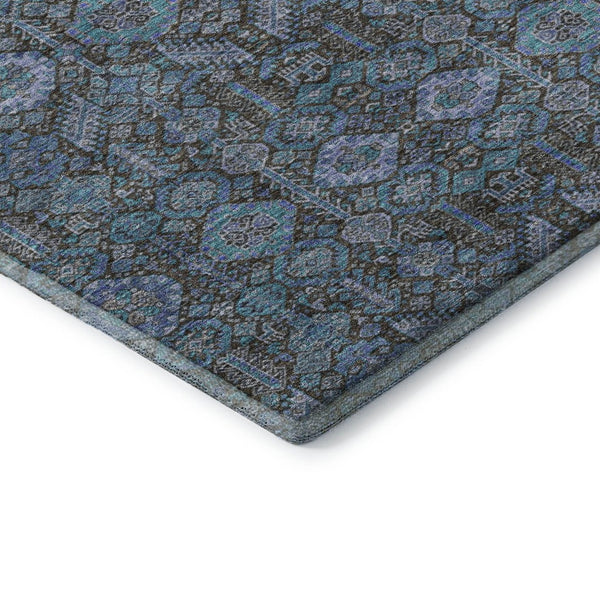HomeRoots 10' X 14' Teal & Gray Tribal Washable Area Rug with UV Protection – Perfect for High-Traffic Spaces! 649912