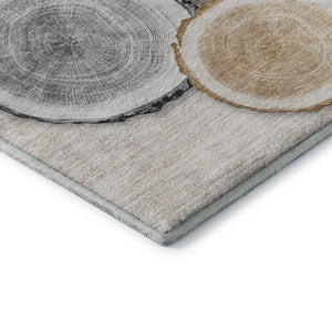 HomeRoots 10' Washable Beige, Blue & Ivory Woodland Lodge Area Rug – Durable, UV-Protected for Busy Homes! 649918