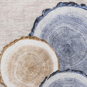 HomeRoots 10' Washable Beige, Blue & Ivory Woodland Lodge Area Rug – Durable, UV-Protected for Busy Homes! 649918