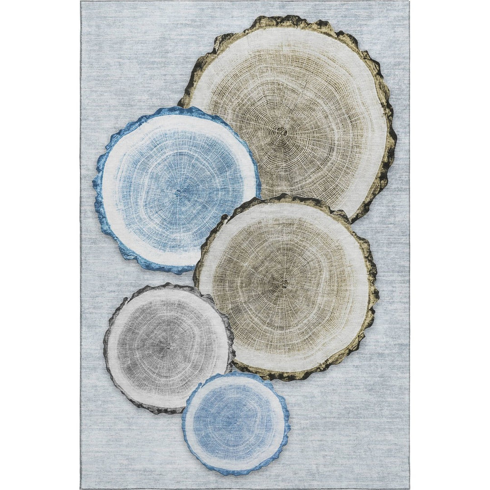 HomeRoots 8' X 10' Woodland Lodge Area Rug in Blue, Brown & Ivory - Durable, Washable & UV Protected Décor Piece 649922