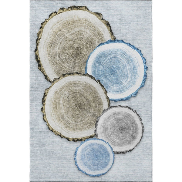 HomeRoots 8' X 10' Woodland Lodge Area Rug in Blue, Brown & Ivory - Durable, Washable & UV Protected Décor Piece 649922