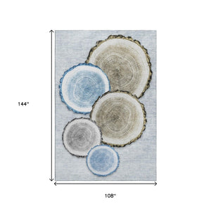 HomeRoots 9' Washable Woodland Lodge Area Rug in Blue, Brown & Ivory – UV Protected, Durable & Soft Design 649923