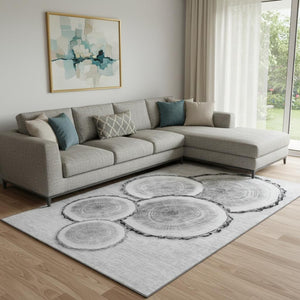 HomeRoots 10' Gray and Ivory Woodland Lodge Area Rug - Washable, UV-Protected, Durable Design for Any Room 649930