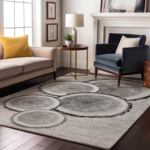 HomeRoots 10' Gray and Ivory Woodland Lodge Area Rug - Washable, UV-Protected, Durable Design for Any Room 649930