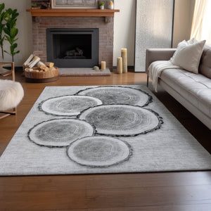 HomeRoots 10' Gray and Ivory Woodland Lodge Area Rug - Washable, UV-Protected, Durable Design for Any Room 649930