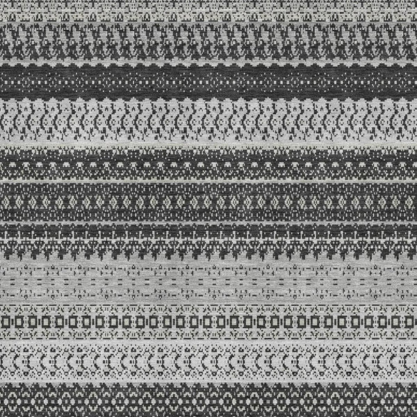 HomeRoots 5' X 8' Striped Washable Area Rug - Durable Black & Ivory Design with UV Protection for High Traffic Areas 649932