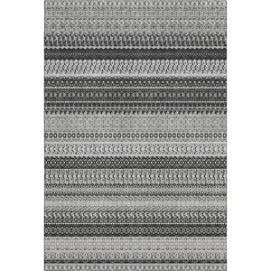 HomeRoots 8' X 10' Stylish Black and Ivory Striped Area Rug – Washable, UV Protected, Perfect for Homes! 649934
