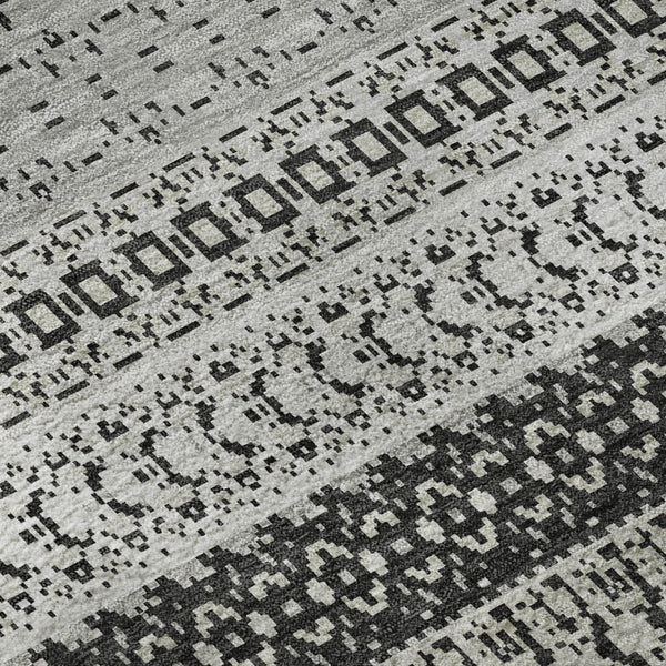 HomeRoots 8' X 10' Stylish Black and Ivory Striped Area Rug – Washable, UV Protected, Perfect for Homes! 649934