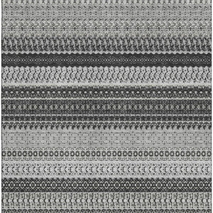 HomeRoots 8' X 10' Stylish Black and Ivory Striped Area Rug – Washable, UV Protected, Perfect for Homes! 649934