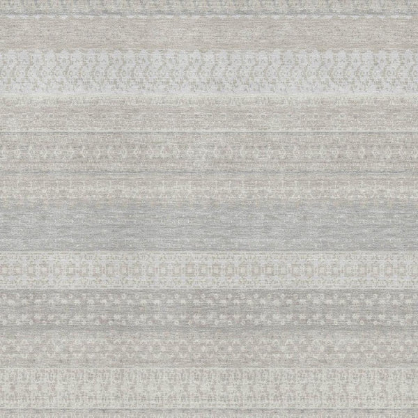 HomeRoots 9' X 12' Washable Ivory & Beige Striped Area Rug - Durable, UV-Protected, Stain-Resistant Design 649941