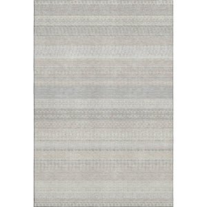 HomeRoots 10' X 14' Ivory And Beige Striped Area Rug – Washable, UV Protected, Ideal for High-Traffic Spaces 649942