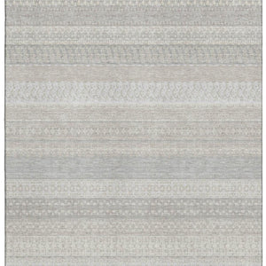 HomeRoots 10' X 14' Ivory And Beige Striped Area Rug – Washable, UV Protected, Ideal for High-Traffic Spaces 649942