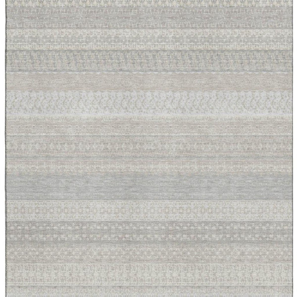 HomeRoots 10' X 14' Ivory And Beige Striped Area Rug – Washable, UV Protected, Ideal for High-Traffic Spaces 649942