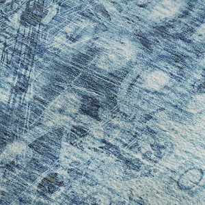 HomeRoots 8' X 10' Blue And Ivory Ikat Area Rug - Washable, UV Protected, Perfect for Busy Homes & Stylish Décor 649982