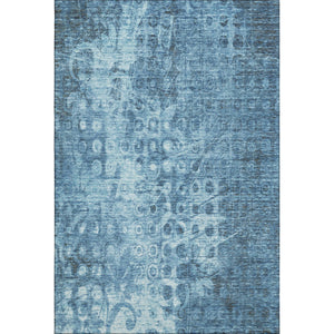 HomeRoots 9' X 12' Blue and Ivory Ikat Area Rug – Washable, UV Protected, Ideal for High-Traffic Spaces! 649983