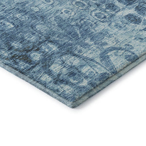HomeRoots 9' X 12' Blue and Ivory Ikat Area Rug – Washable, UV Protected, Ideal for High-Traffic Spaces! 649983
