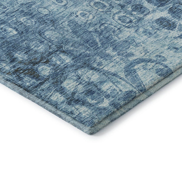 HomeRoots 9' X 12' Blue and Ivory Ikat Area Rug – Washable, UV Protected, Ideal for High-Traffic Spaces! 649983
