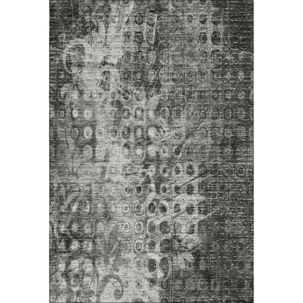 HomeRoots 10' Charcoal and Gray Ikat Washable Area Rug - Stylish, Durable, UV-Protected for Active Homes 649990