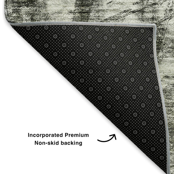 HomeRoots 10' Charcoal and Gray Ikat Washable Area Rug - Stylish, Durable, UV-Protected for Active Homes 649990