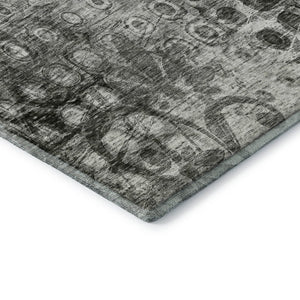 HomeRoots 10' Charcoal and Gray Ikat Washable Area Rug - Stylish, Durable, UV-Protected for Active Homes 649990