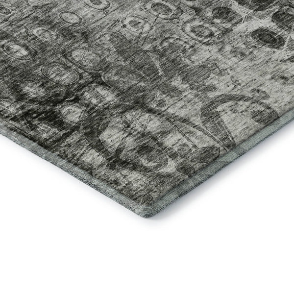HomeRoots 10' Charcoal and Gray Ikat Washable Area Rug - Stylish, Durable, UV-Protected for Active Homes 649990