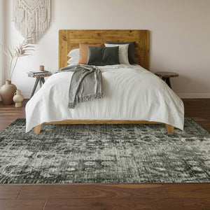 HomeRoots 10' Charcoal and Gray Ikat Washable Area Rug - Stylish, Durable, UV-Protected for Active Homes 649990