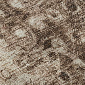 HomeRoots 9' X 12' Ikat Area Rug in Chocolate & Beige - Washable, UV Protected, Durable for Homes with Kids & Pets 649995