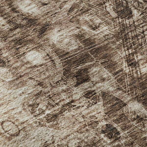 HomeRoots 9' X 12' Ikat Area Rug in Chocolate & Beige - Washable, UV Protected, Durable for Homes with Kids & Pets 649995