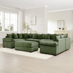 English Elm Oversized Modular Sectional Couch - Cloud-Like Comfort With Ergonomic Design & Versatile Ottoman W714S01344-GIGA