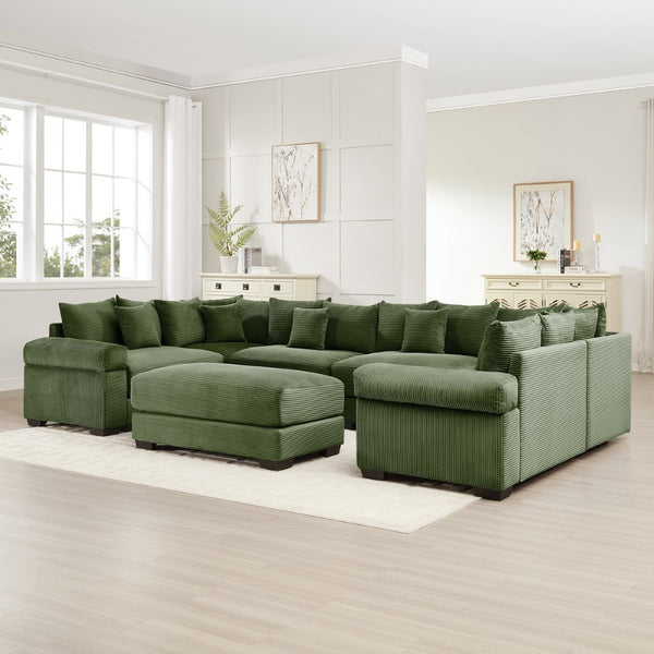 English Elm Oversized Modular Sectional Couch - Cloud-Like Comfort With Ergonomic Design & Versatile Ottoman W714S01344-GIGA