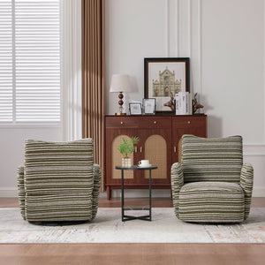 English Elm Modern Boucle 360° Swivel Leisure Chair with High‑Resilience Sponge, Supportive Curve, 550lb Capacity Olive Green W395P355490