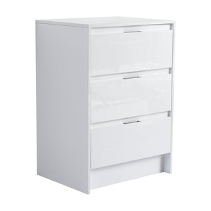 English Elm 24" Freestanding Bathroom Storage Cabinet - Modern Glossy White Design With 3 Soft-Close Drawers W999P312108