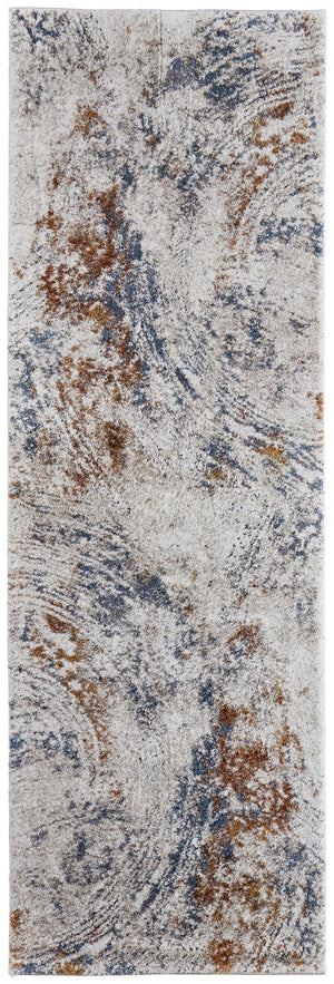 Feizy Rugs Gilmore Modern Abstract Geometric Rug – Vibrant Machine-made Polypropylene For Contemporary Spaces Ivory,Blue,Orange Polypropylene Gil39mmfivyrsti6a