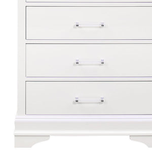 English Elm CHARLSTON Solid Wood 5-Drawer Chest with Built-In LED Lighting, Spacious Transitional Bedroom Storage White 35.63 L x 19.49 W x 52.17 H B201P215710