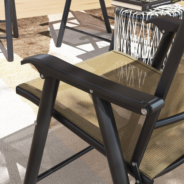 English Elm Outsunny 4 Piece Folding Mesh Sling Outdoor Dining Chair Set with Steel Frame W2225P174112