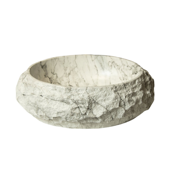 English Elm Luna 18" Bathroom Sink Irregular Oval Resin Vessel with Stone Pattern Artistic Durable Finish Ivory W2615P346504