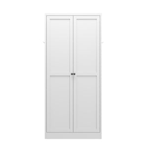 English Elm 61" White Metal Pantry Cabinet – 4 Adjustable Shelves (110 lb Each), Heavy-Duty Freestanding Organizer, Scratch-Resistant Finish, Rounded Handles, Side Hooks, Versatile Kitchen & Living Storage W2735P351633