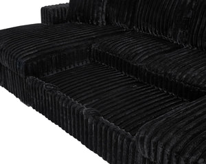 English Elm U U Shaped Sleeper Sofa with Pull-Out Bed and Hidden Chaise Storage, Plush Corduroy Comfort Black W1417S00136