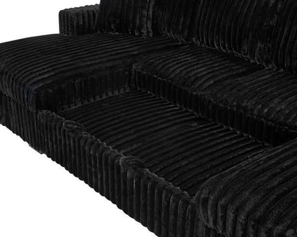 English Elm U U Shaped Sleeper Sofa with Pull-Out Bed and Hidden Chaise Storage, Plush Corduroy Comfort Black W1417S00136